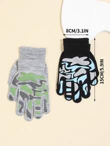 2 đôi Con trai Ngụy trang In Keo dính Mùa Đông Găng tay Đối với Và Sự bảo vệ - Nhiều màu - Xem 5