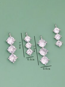 4入組精美銅製鋯石鑲嵌3石弦吊墜,適用於手工項鍊、耳環、手鍊飾品 - 銀色 - 查看 3