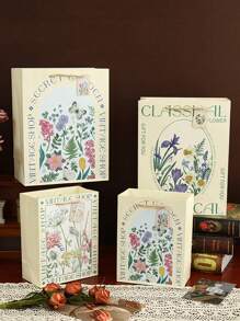 1 件复古奢华花卉白色压花礼品袋，生日礼物包装纸袋，极具吸引力的礼品包装手提包情人节 - 彩色 - 查看 5