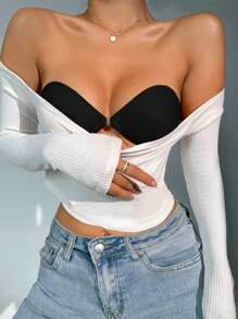 1pc Silicone Self Adhesive Bra - Black - View 1