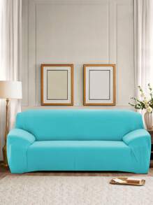 1pc Solid Color Sofa Slipcover - Mint Blue - View 1