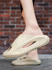 Đúng mốt Nam Trượt , Thiết kế rỗng Mẫu chữ Giường đơn Dây đeo Vợ chồng Dép đi trong nhà Đối với Giải trí Ngoài trời Mặc NỮ - Màu be - Xem 2