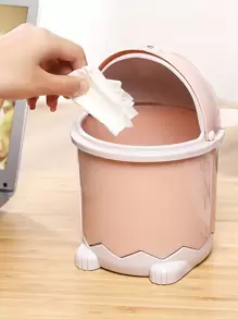 1pc Cartoon Covered Mini Desktop Trash Can,Room,Home,Bedroom,Bathroom,House,Pink Room,Living Room Decor,Travel Stuff,Gift Bag,Gifts For Mom,Dad,Men,Friends,Teacher,Birthday,Wedding,Desk,Shelves,Accessories,Gift Boxes,Funny Gift,Storage - Pink - View 1