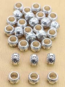 30pcs Hợp kim Hình trái tim Lớn Lỗ Hạt Đối với DIY Làm vòng tay - Đồng - Xem 7