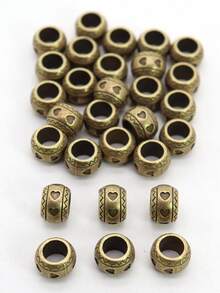 30pcs Hợp kim Hình trái tim Lớn Lỗ Hạt Đối với DIY Làm vòng tay - Đồng - Xem 3