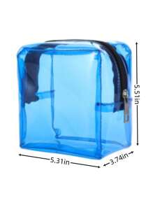 1 件蓝色 Ins 风格 PVC 化妆包，大容量，防水，便携，适合男士和女士，可作为女性基本款游泳包游泳者的时尚礼物，热带海岸氛围沙滩包，适合游泳夏季岛屿度假海滩配件，适合女孩男孩男士女士，非常适合音乐节 - 寶藍色 - 查看 2