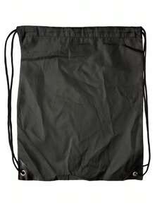 1pc Black Drawstring Backpack Outdoor Sports Bag, Swimming Bag, Gift Bag - Black - View 2
