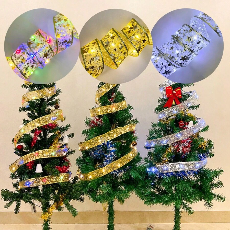 1pc 16.4ft Christmas Led Ribbon String Lights, Starlight Satin Lights, Home Decor, Tree Decorationschristmas Decor Christmas Gift Thanksgiving Christmas Tree Decor Ornaments Christmas Light Bedroom Decor Home Decor Party Decor Holiday Festival Room Decor - Multicolor - View 1