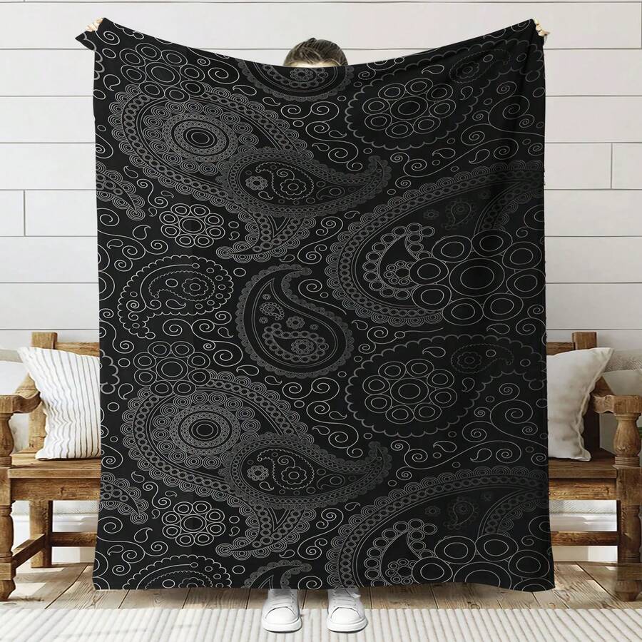 1件幾何圖案柔軟法蘭絨毯子,適用於沙發,家居,冷氣房,午睡,感恩節禮物,波西米亞風格,柔軟溫暖