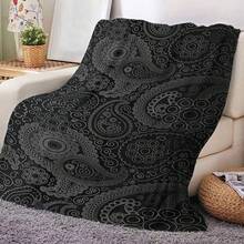 1件幾何圖案柔軟法蘭絨毯子,適用於沙發,家居,冷氣房,午睡,感恩節禮物,波西米亞風格,柔軟溫暖