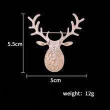 1個復古老銅色麋鹿造型裝飾胸針,男士日常穿著