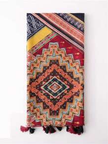 1pc Women's Geometric Pattern Printed Windproof Warm Scarf For Daily Wear - Multicolor - View 5