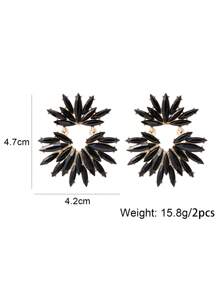 juran 1 đôi Quá quắt & Lung linh Pha lê Hoa Thả hoa tai - màu đen - Xem 3