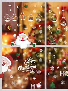 9pcs Christmas Window Stickers, Santa Claus & Snowflakes Decals - Multicolor - View 3