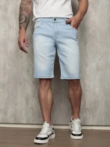 Liza Men's Denim Shorts With Lycra - Light Wash - View 2
