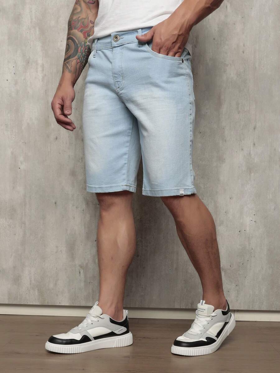 Liza Men's Denim Shorts With Lycra - Light Wash - View 1