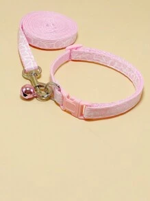 1pc Small Pet Dog Collar & Leash Set, Pink - Pink - View 1