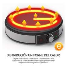 Crepera Eléctrica  Antiadherente 30cm 1000w con espatula de madera+esparcidor de mezcla - Negro - Ver 2