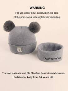 2 Miếng Em bé Mũ & Khăn quàng cổ Bộ - Xám - Xem 5