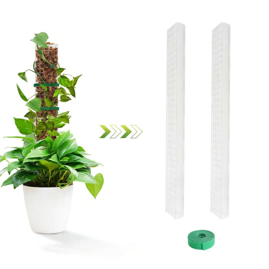 24英寸塑料苔蘚柱,適用於龍骨蕨等攀爬植物,2入組植物柱,適用於室內植物,可與蘚苔一起使用 - 白色 - 查看 1