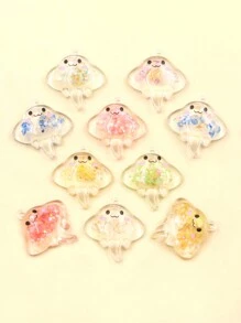 10pcs New Colorful Cartoon Cute Jellyfish Shaped Pendant With Gold Leaf Inside For Jewelry Making Diy - Multicolor - View 1