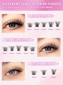 120 sợi mi giả dạng chùm C-Curl, mi đơn phân đoạn, mi nhọn, chùm mi, mi giả. - màu đen - Xem 5