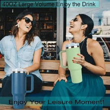 1 cốc thép không gỉ 40oz hai lớp có nắp và quai, bình đựng nước chịu lực, cốc đựng nước, đồ uống mùa hè, đồ dùng nhà bếp, đồ dùng nhà bếp gia đình - Màu be - Xem 3