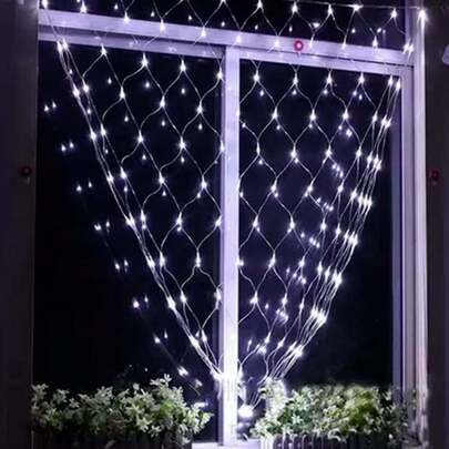 Rede Estrela 120 Led Fio Branco para decoração do ambiente 8 Funções 3 M 110 / 220V