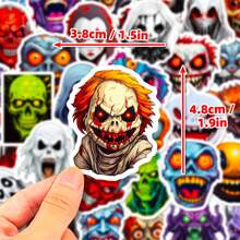 50入組恐怖鬼臉部塗鴉貼紙,骷髏頭萬聖節貼紙筆記本電腦,手機外殼,行李裝飾用品