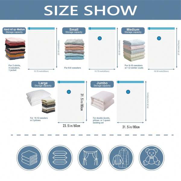 Space Saver Bags Compression Storage Bags For Comforters And Blankets, Vacuum Sealer Bags For