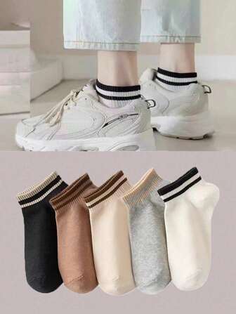 5pairs Striped Pattern Ankle Socks