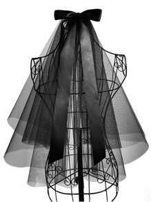 白色短款婚纱头纱珍珠水钻新娘头纱新娘头纱单身派对头纱新娘和女士适用