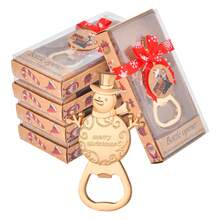 1入組金色聖誕主題雪人瓶開啟器,適用於婚禮、新娘派對或嬰兒派對- 絕佳的聖誕裝飾、紀念品和禮物- 單獨包裝 - 金色 - 查看 2