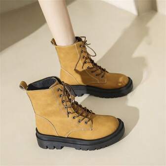 Taglie Forti da donna Scarpe 35-43 largo e grosso piedi moto Stivali Donna , autunno/inverno , colorblock moto Stivali corti con spesso suola e zip , size 43