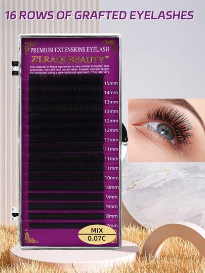 16 Rows Single Thick Round Hair Grafted False Eyelashes, Soft Silk Material. C And B Curl, Natural, Comfortable And Curling Eyelashes. Lash Clusters, Eyelash Clusters, Individual Eyelashes, Lashes, Fake Lashes