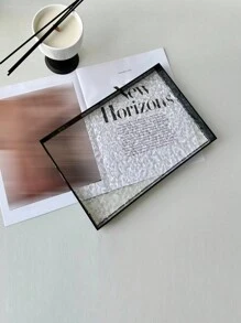 1入黑白條紋水紋裝飾收納盒,亞克力材質 - 無色 - 查看 4
