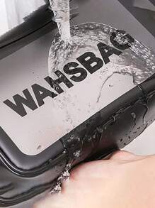 大容量防水化妝收納袋，採用透明便攜設計和雙手柄-非常適合整理化妝品和洗漱用品 - 黑色 - 查看 4