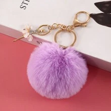 1 件水钻芭蕾舞者清新汽车钥匙扣可爱钥匙扣汽车钥匙扣包吊坠手机水钻装饰包配件汽车吊坠手机装饰男士小钥匙扣可爱仿獭兔毛球毛绒包吊坠 - 送给女孩的完美礼物礼物、配饰、装饰汽车配饰女士钥匙扣饰物 - 紫色 - 查看 3