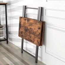 Foldable Tray Table Industrial Dinner Table Portable Snack Camping Folding Table 21.89" x 23.47" x 26.38" - màu nâu - Xem 4