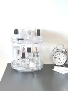 1pc Multideck Rotatable Makeup Storage Rack,Large Capacity Desktop Rotatable Storage Box,For Holiday Beach, Bathroom Collection, Bedroom Collection, Large Capacity - Clear - View 5