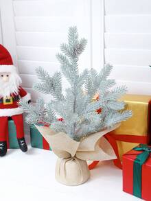1入模擬聖誕樹盆栽家庭、酒店、購物中心聖誕派對裝飾小型聖誕禮物