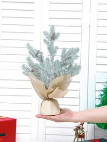 1入模擬聖誕樹盆栽家庭、酒店、購物中心聖誕派對裝飾小型聖誕禮物