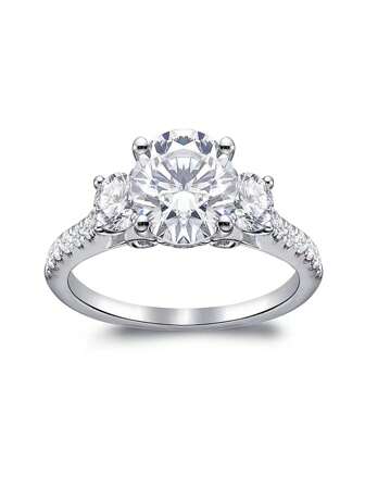 1枚优雅白色锆石戒指，时尚独特设计，适合派对/送礼