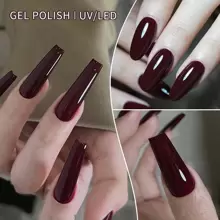XEIJAYI 1Pc Red Long-Lasting Purple Red Gel Nail Polish Uv/Led Soak Off Gel Nail Polish For Nail Art Diy Salon Home Holiday Gift For Women Nail Art Manicure Diy Salon Gift - Màu đỏ tím - Xem 2