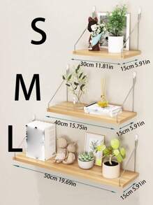 1 pièce Mural Étagère Avec Carte De Partition , Forage Requis , Chambre À Coucher Étude Chambre Décoration Murale , En Bois Étagère À Livres