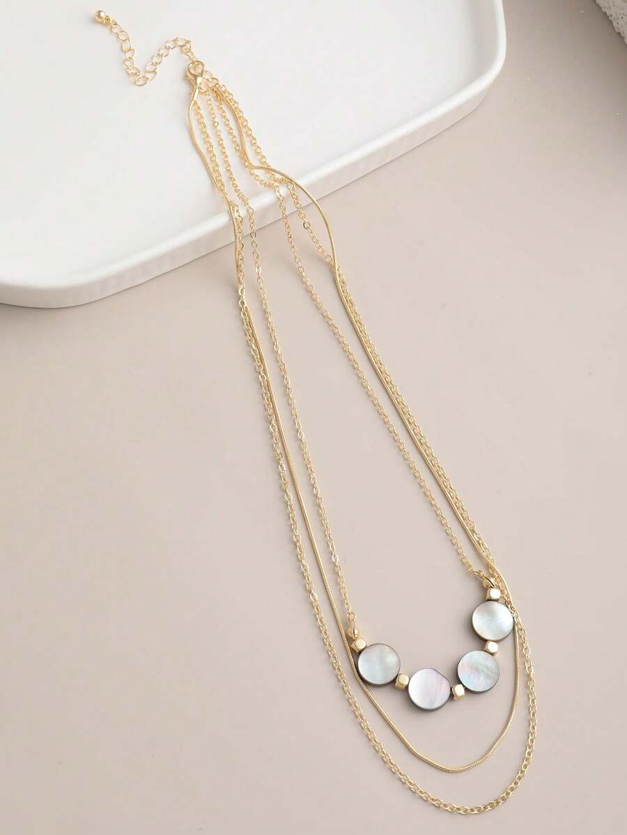 1 件天然鮑魚殼項鍊,多層貝殼頸鍊,適合年輕女士 - 天然鮑魚殼項鍊 - 查看 1