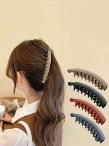 4 件女士多色大号磨砂香蕉扭发夹后脑勺高端无痕竖夹高马尾发夹发饰适合日常休闲使用，发夹，发夹爪夹