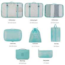 Set de 8 bolsas de organización de ropa de viaje en gris, bolsa de maquillaje de almacenamiento, organizador de maquillaje, estuche de maquillaje. - Gris - Ver 2