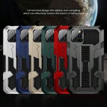 黑色防震手機殼,帶隱形手機支架,適用於iphone、samsung、xiaomi、oppo,保護套 - 黑色 - 查看 3