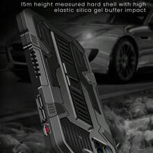 黑色防震手機殼,帶隱形手機支架,適用於iphone、samsung、xiaomi、oppo,保護套 - 黑色 - 查看 7